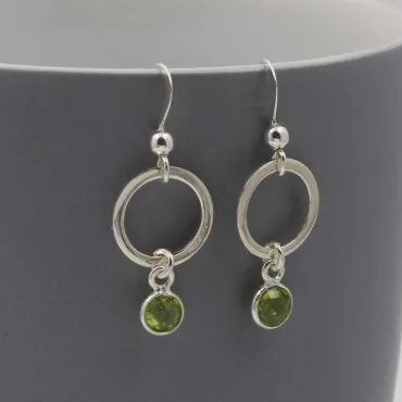 Peridot and Sterling Silver Circle Earrings