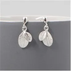 Silver Leaf Duo Drop Earrings