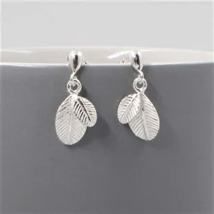 Silver Leaf Duo Drop Earrings
