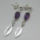 Amethyst and Silver Leaf Drop Earrings