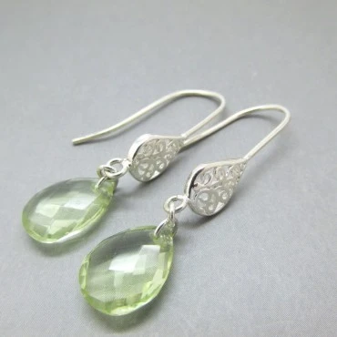 Green Amethyst and Sterling Silver  Earrings