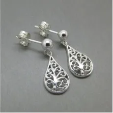 Sterling Silver Pear Drop Earrings 