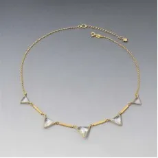Art Deco Clear Quartz Necklace Gold 