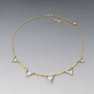 Art Deco Clear Quartz Necklace Gold 