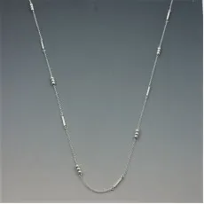 Art Deco Style Silver Bar Long Necklace