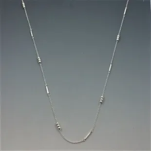 Art Deco Style Silver Bar Long Necklace