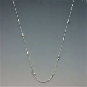 Art Deco Style Silver Bar Long Necklace