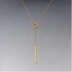 Gold Bar Lariat Necklace