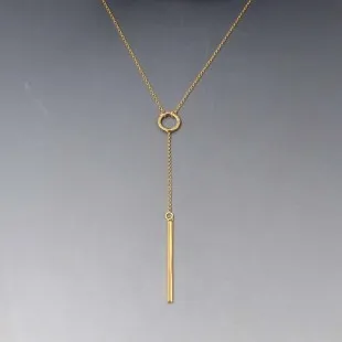 Gold Bar Lariat Necklace