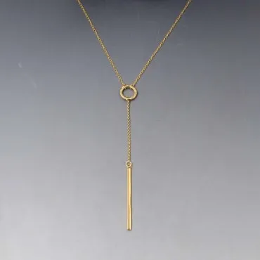 Gold Bar Lariat Necklace