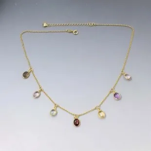 Multi Gem  Summer Station Necklace