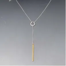Silver and Gold Bar Lariat Necklace