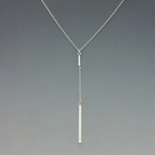  Silver Double Bar Lariat / Y Necklace 