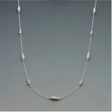 Long Sterling Silver Station Necklace