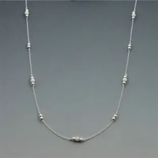 Long Sterling Silver Station Necklace