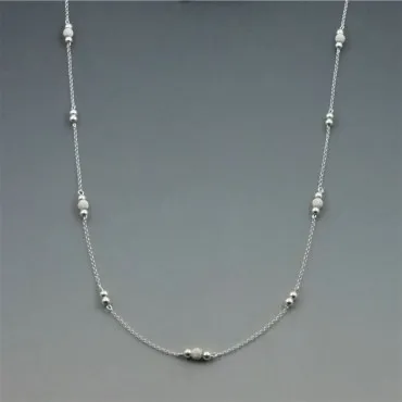 Long Sterling Silver Station Necklace