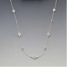 Long Moonstone Silver Necklace