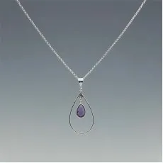Amethyst Pear and Sterling Silver Surround Necklace