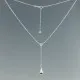 Sterling Silver Teardrop and Clear Crystal Lariat Necklace