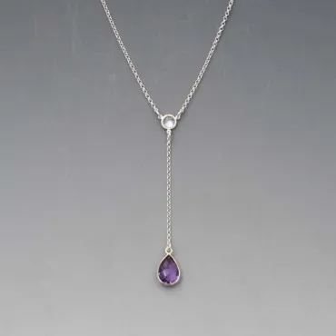 Amethyst Silver Lariat Necklace