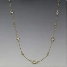 Long Clear Quartz Necklace in Gold