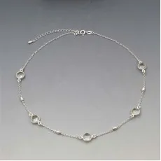 Silver Station Necklace with Crystal Quartz