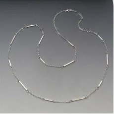 Long Silver Bar Necklace