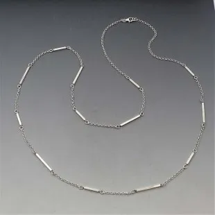 Long Silver Bar Necklace