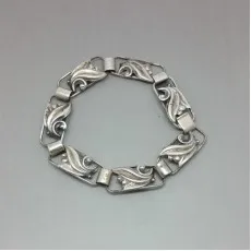 C A Christensen Denmark Silver Flower Bracelet