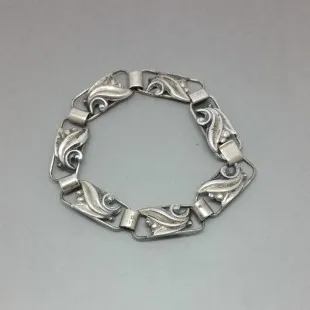 C A Christensen Denmark Silver Flower Bracelet