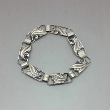 C A Christensen Denmark Silver Flower Bracelet