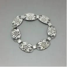 S Christian Fogh Denmark Silver Leaves and Berries Bracelet