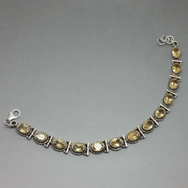 Vintage Faceted Citrine and Sterling Silver Bracelet