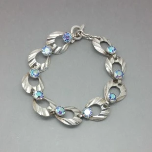  Hermann Siersbol1950's Blue Crystal  Silver Bracelet