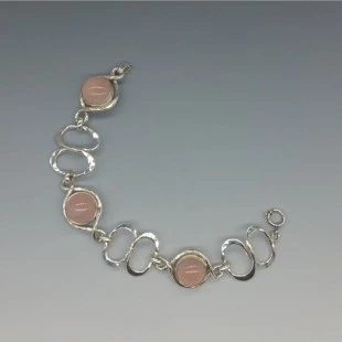 PERLI Germany Rose Quartz and 800 Silver Bracelet