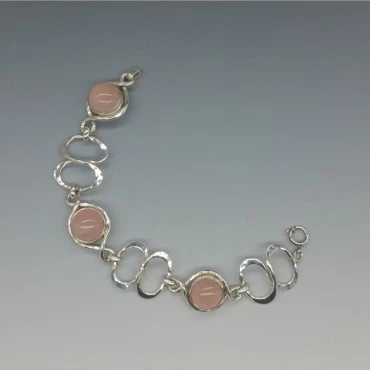 PERLI Rose Quartz and 800 Silver Bracelet