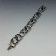 Amethyst and 835 Silver Floral Bracelet