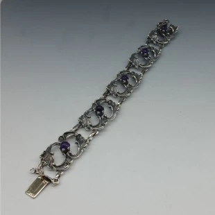 Amethyst and 835 Silver Floral Bracelet