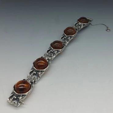 PERLI Germany Amber and Sterling Silver Bracelet