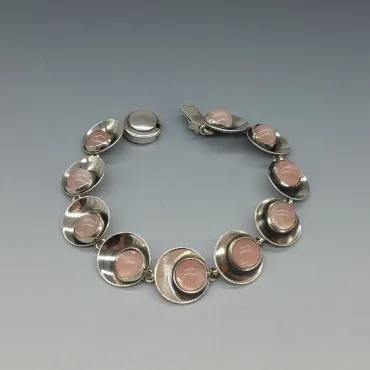 NE FROM Modernist Rose Quartz and Silver Bracelet