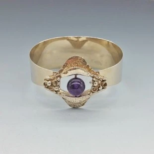 TEKA , Germany, Modernist Amethyst and Silver Bangle