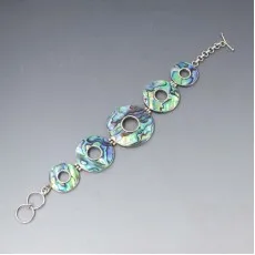 Abelone Shell and Silver Circles Bracelet
