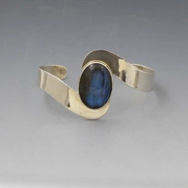 Labradorite and Sterling Silver Bangle