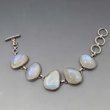 Rainbow Moonstone Cabochon Bracelet