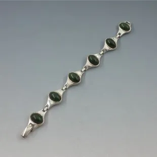Jade and Sterling Silver Link Bracelet