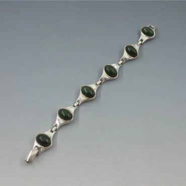 Jade and Sterling Silver Link Bracelet