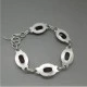 Red Crystal and Sterling Silver Cabochon Bracelet