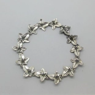 Rare Bernard Instone 1969 Sterling Silver Leaf Bracelet