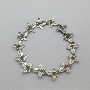  Rare Bernard Instone 1969 Sterling Silver Leaf Bracelet