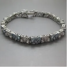 Blue and Clear Crystal Sterling Silver  Bracelet